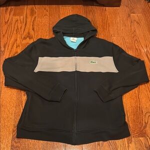 Lacoste Kids Black and Tan Zip-Up Jacket